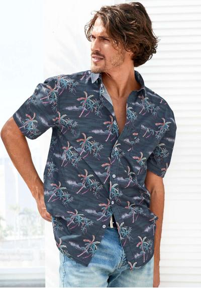 Гавайская рубашка, стандартный крой, короткий рукав, повседневная рубашка с принтом пальм, чистый хлопок