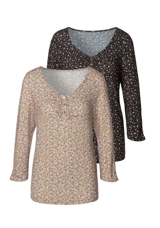 рубашка с рукавом 3/4 mit kurzer Zierknopfleiste