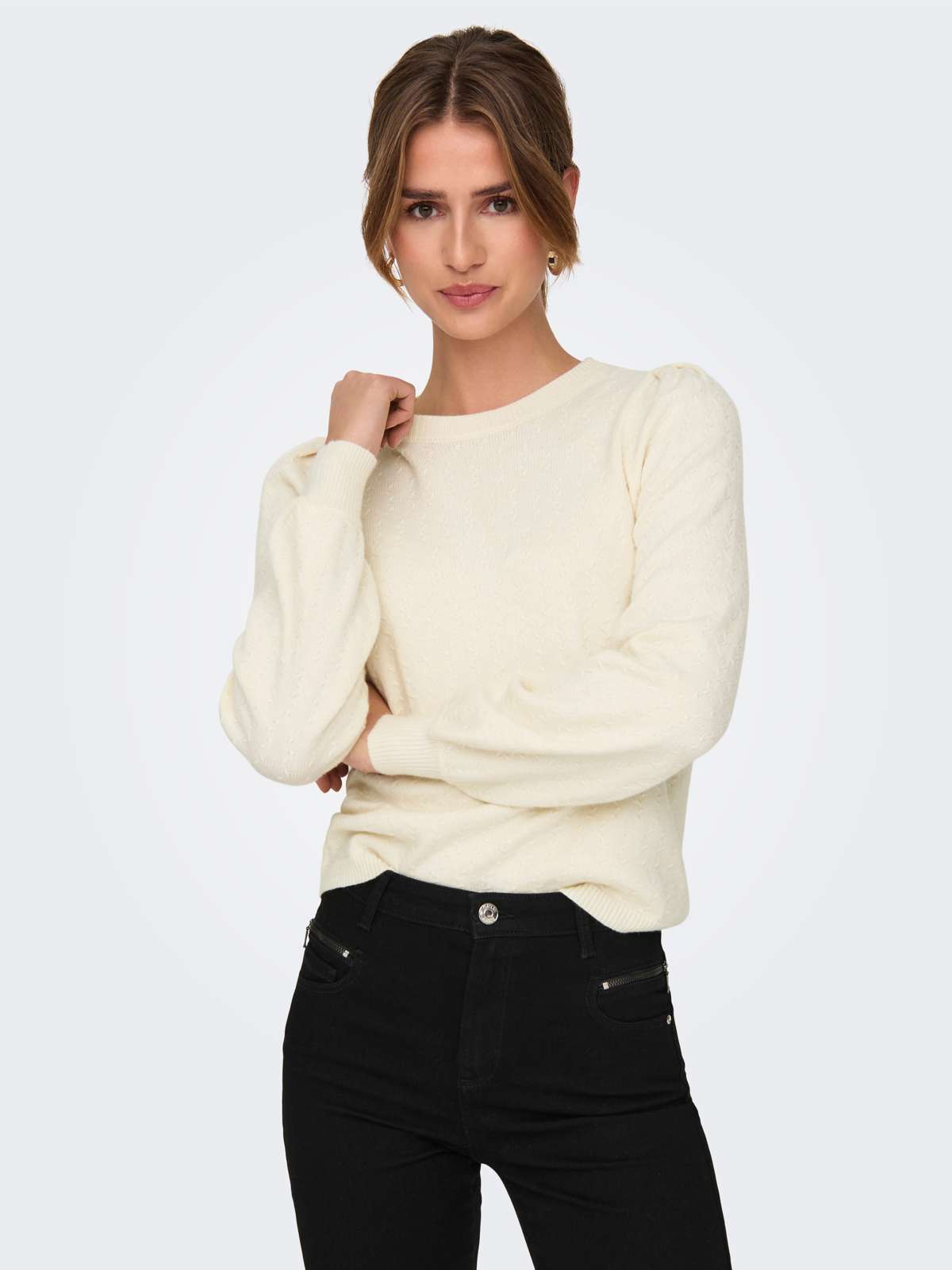 Свитер с круглым вырезом ONLKATIA LS STRUCTURE PUFF O-NECK CC KNT