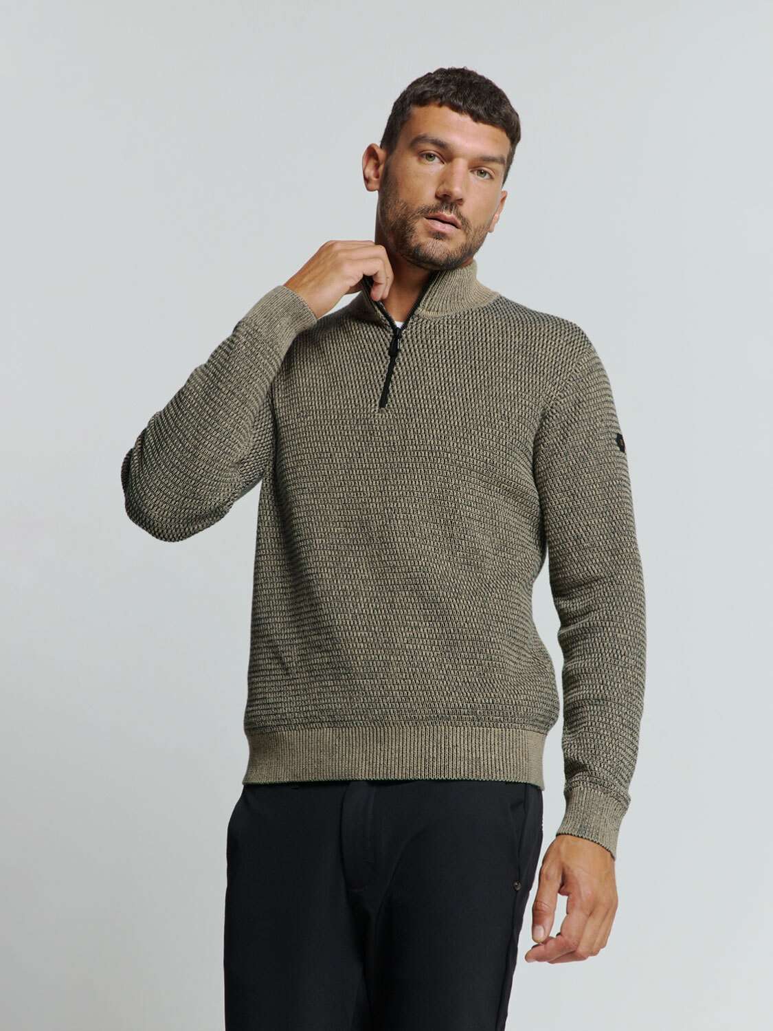 Свитер с высоким воротником»No Excess Halber Rei?verschluss Pullover Melange«