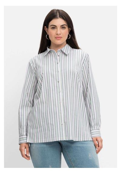 Блузка-рубашка, в полоску, сзади длиннее.