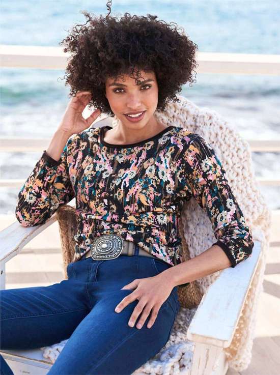 Свитер с круглым вырезом Druck-Pullover