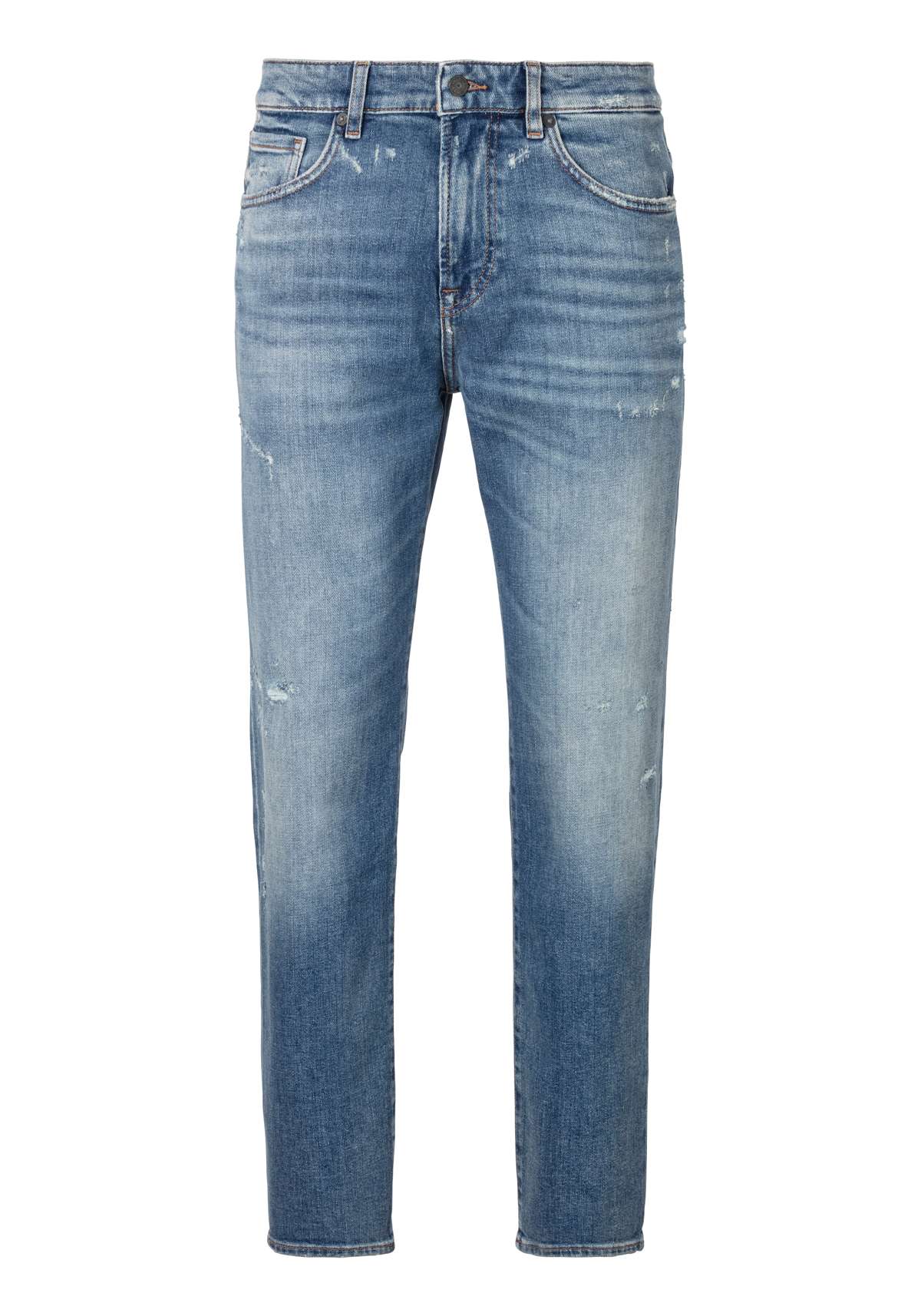 Прямые джинсы с кожаным значком BOSS
