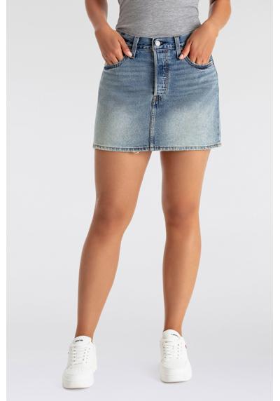 Джинсовая юбка с потертыми эффектами и потертыми краями ICON SKIRT