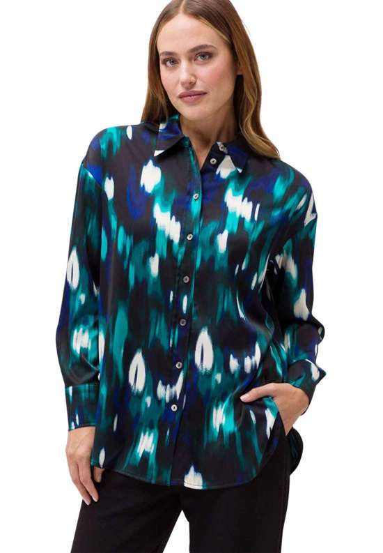 Атласная блузка zero Satinbluse mit Hemdblusenkragen