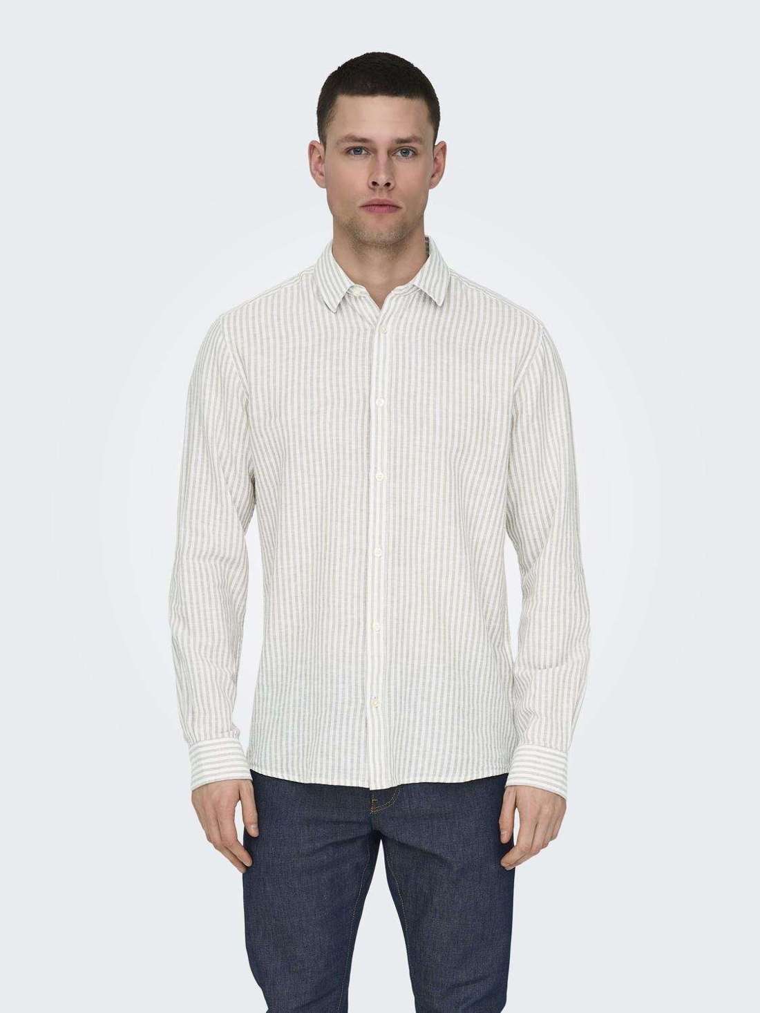 Рубашка с коротким рукавом ONSCAIDEN LS STRIPE LINEN SHIRT 660 NOOS