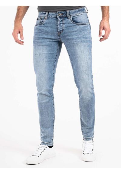 Джинсы узкого кроя, мужские джинсы с эластичным поясом и потертым видом.