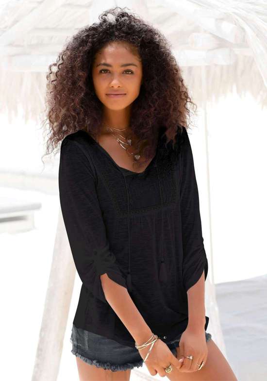 Пляжная рубашка с вышивкой и кисточками