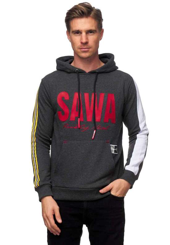 Толстовка с капюшоном спортивного дизайна.