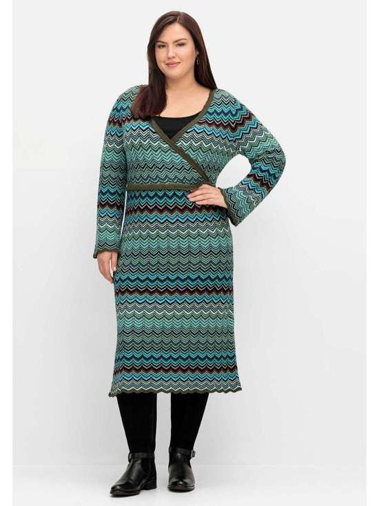 Трикотажное платье с запахом и нижним платьем Große Größen