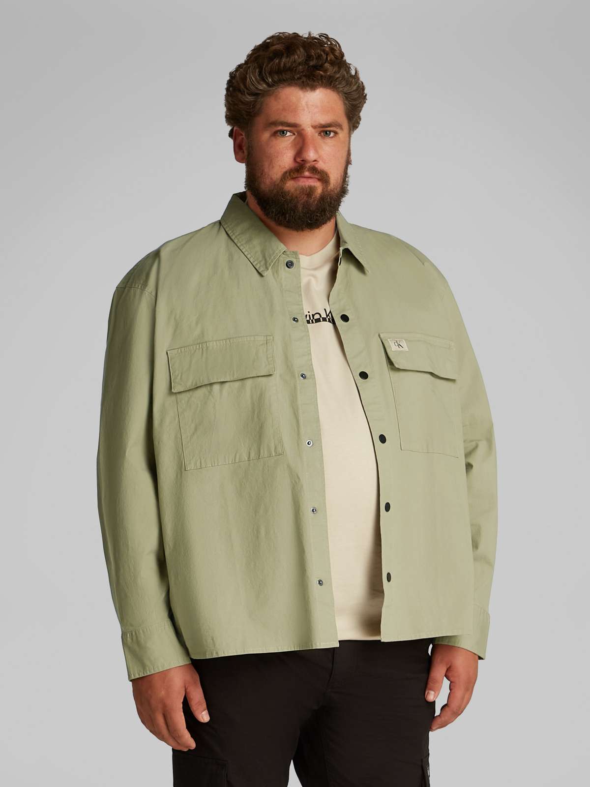 Рубашка с длинным рукавом больших размеров. PLUS CARGO OVERSHIRT