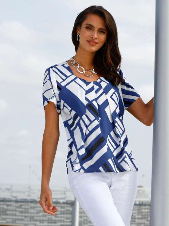 синий яркий - синий-экрю-с рисунком