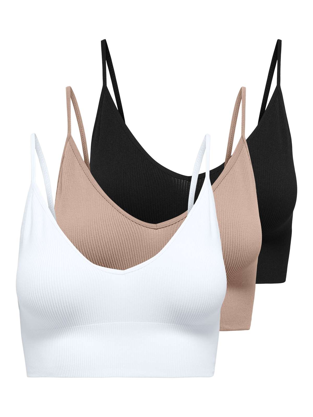 бюстье ONLVICKY RIB S-L V-NECK 3-PACK TOP NOOS