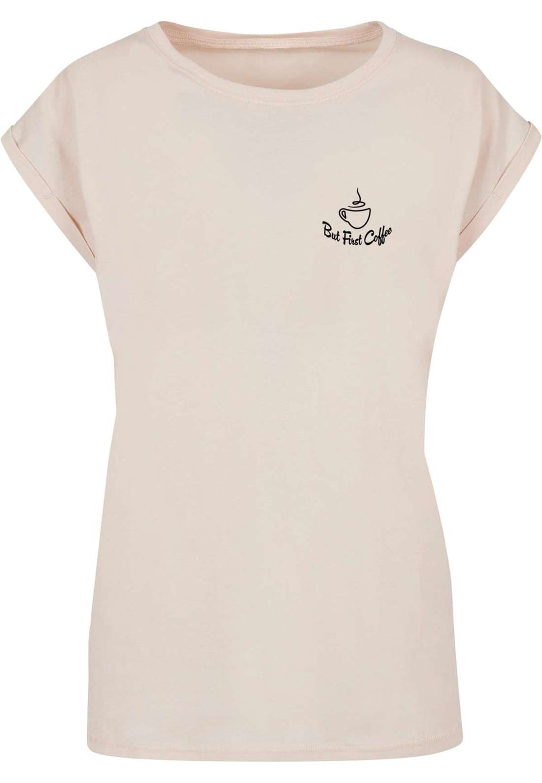 футболка Damen Ladies But First Coffee Extended Shoulder Tee