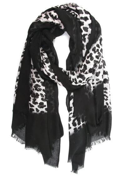 Модный шарф (1 штука) с леопардовым принтом и черной каймой