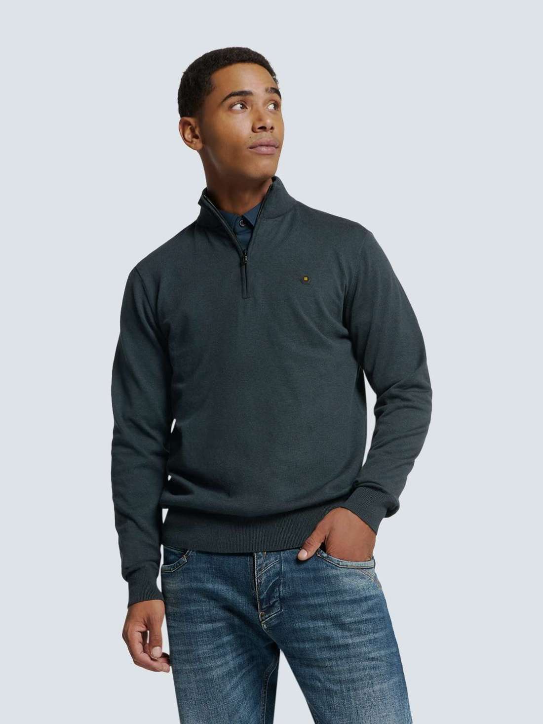 Свитер с круглым вырезом No Excess Pullover mit halbem Reißverschluss von Timeless Basics