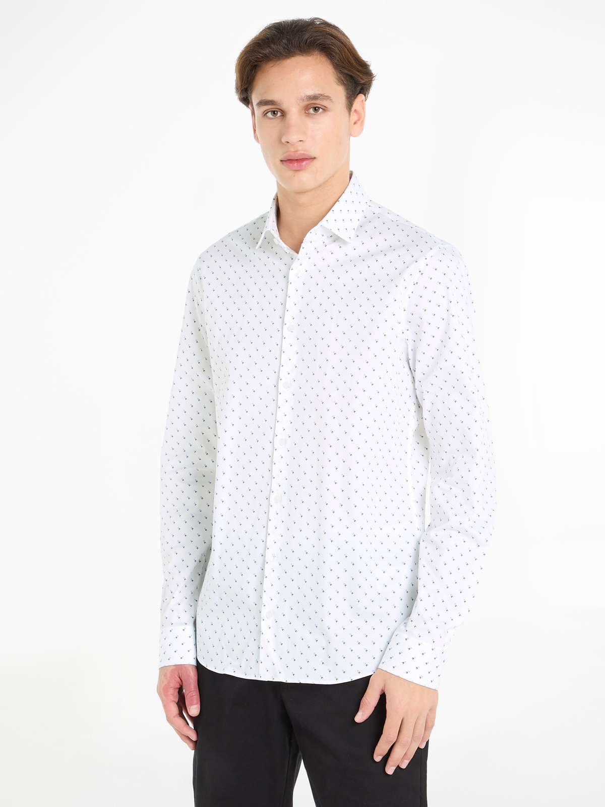 Рубашка с длинным рукавом»STRETCH COLLAR PRINT SLIM SHIRT«