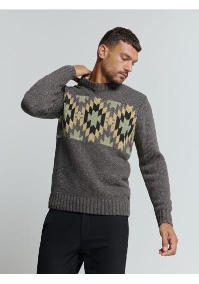 Свитер с круглым вырезом»No Excess Jacquard-Pullover mit Seide«