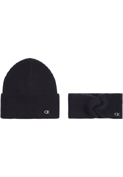 Вязаная шапка с логотипом CK METAL BEANIE & HEADBAND