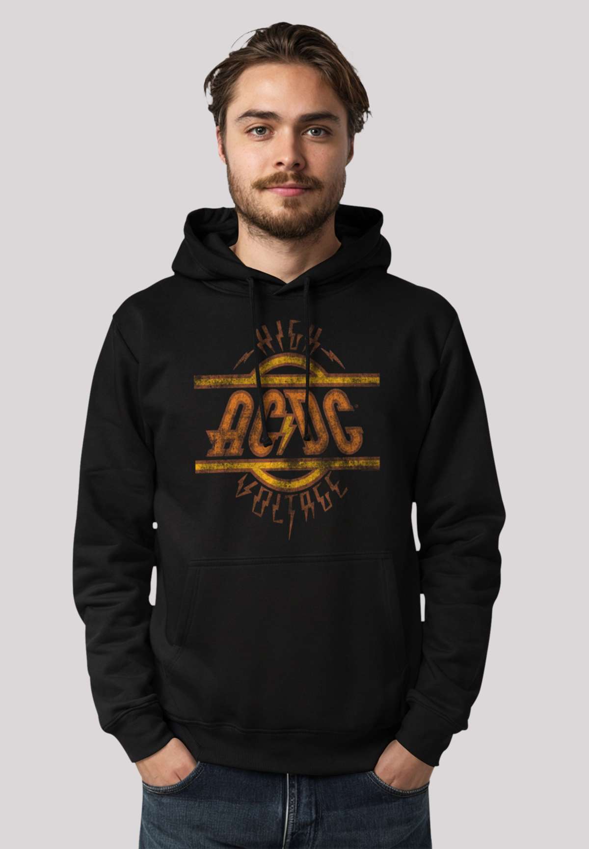 Толстовка с капюшоном AC/DC Rock Musik Band High Voltage Logo Distressed