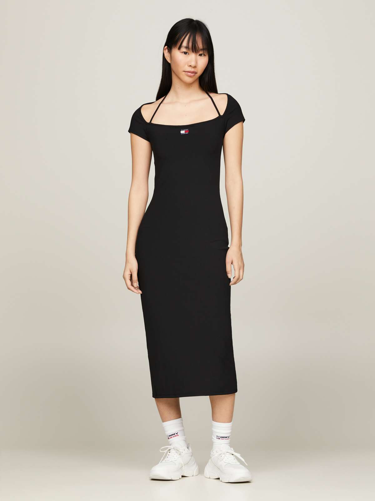 Платье из джерси с флагом Tommy Jeans »TJW MIDI BADGE RIB DRESS EXT«