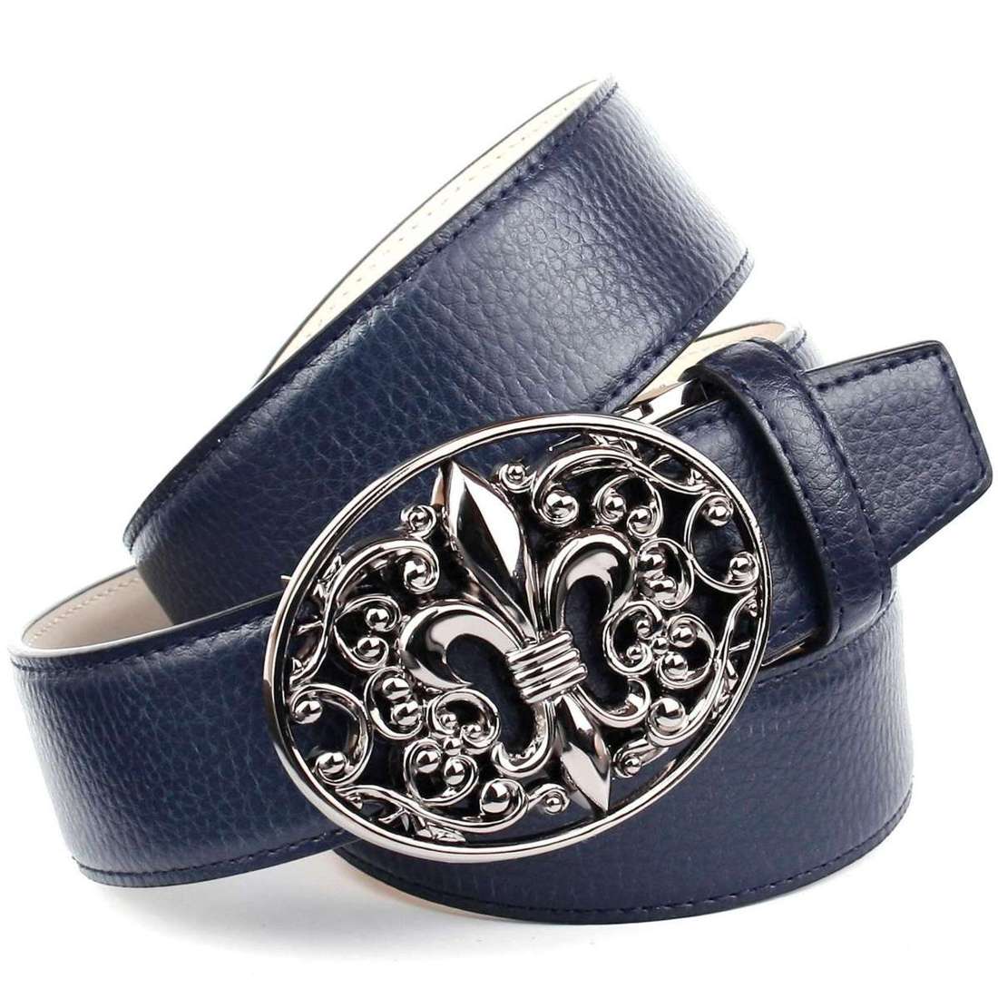 Кожаный ремень с застежкой-лилией