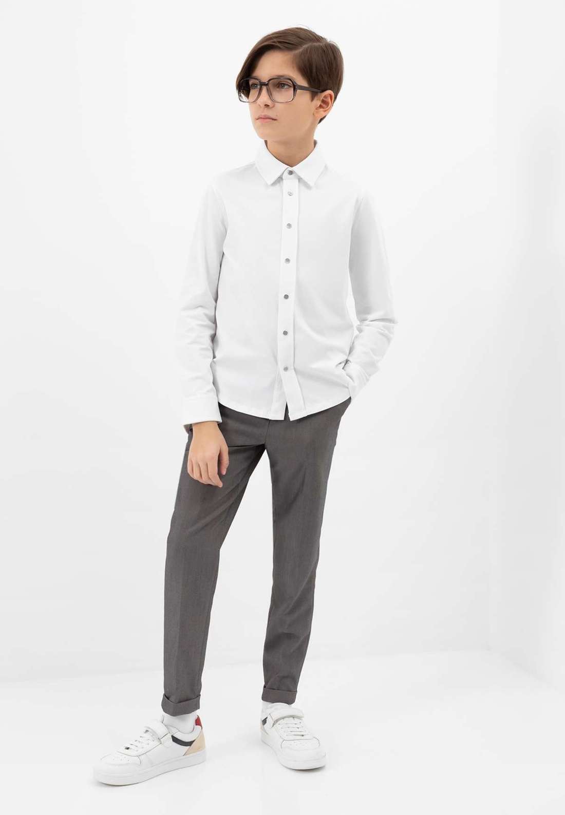 Рубашка с длинными рукавами прямого кроя