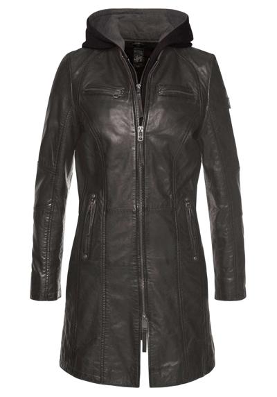 Кожаное пальто, кожаная куртка 2 в 1 со съемной вставкой на капюшоне из качественного трикотажа.