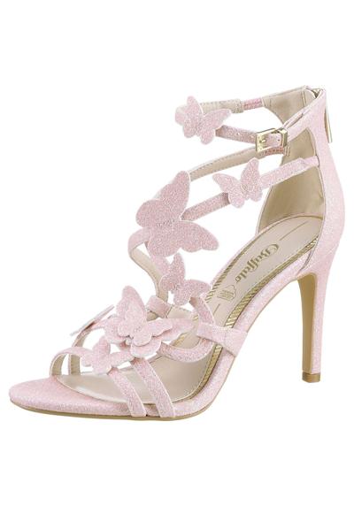 Сандалии, туфли на высоком каблуке, босоножки, вечерние туфли, с украшением в виде бабочки.