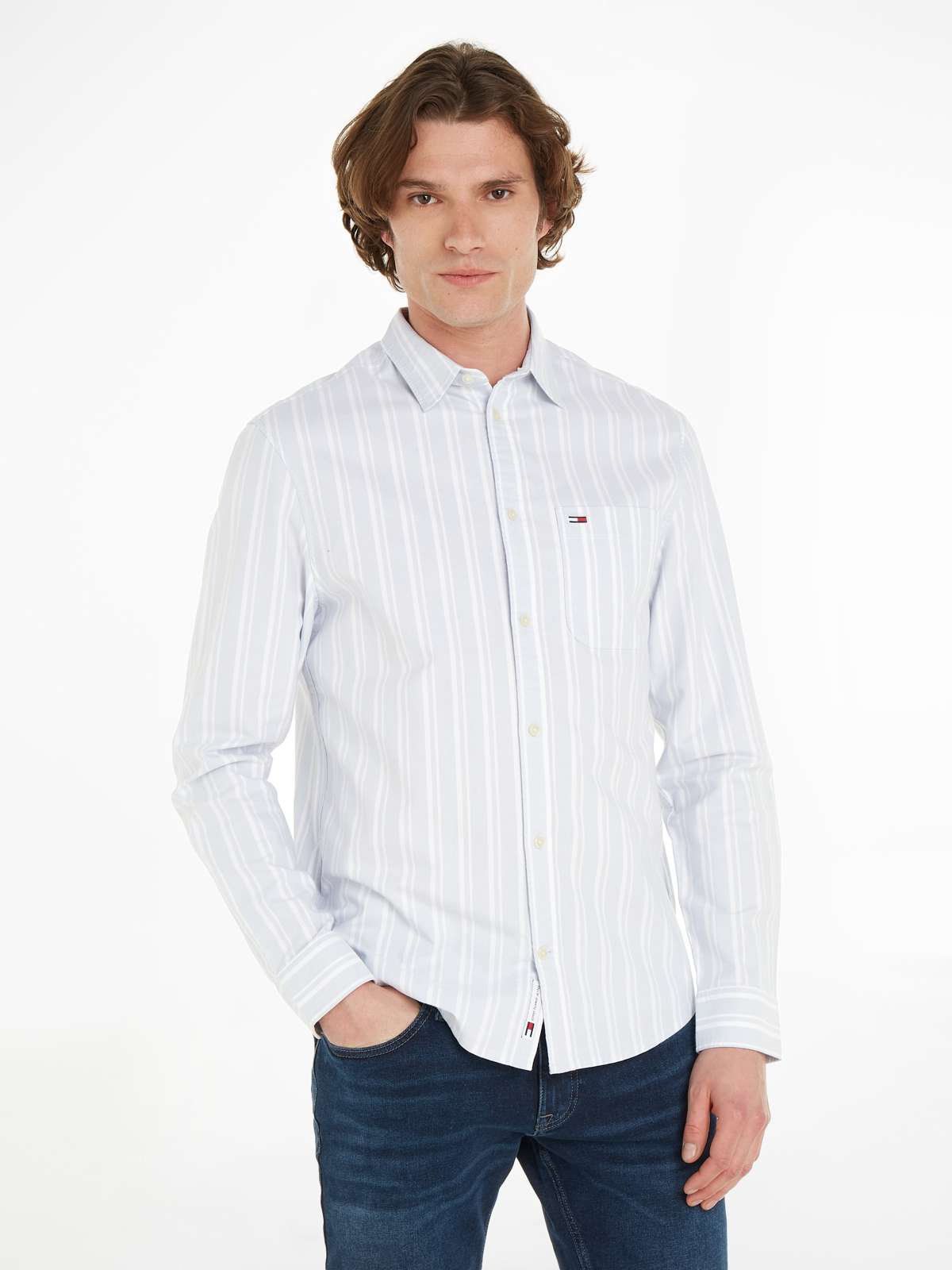 Рубашка с длинными рукавами и нагрудным карманом TJM REG OXFORD STRIPE SHIRT