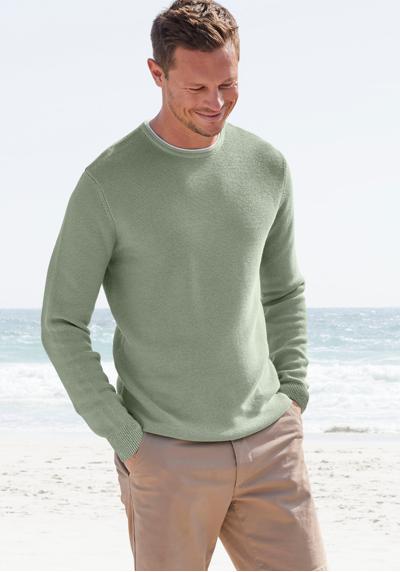 Вязаный свитер, двухслойный, с круглым вырезом, из чистого хлопка.