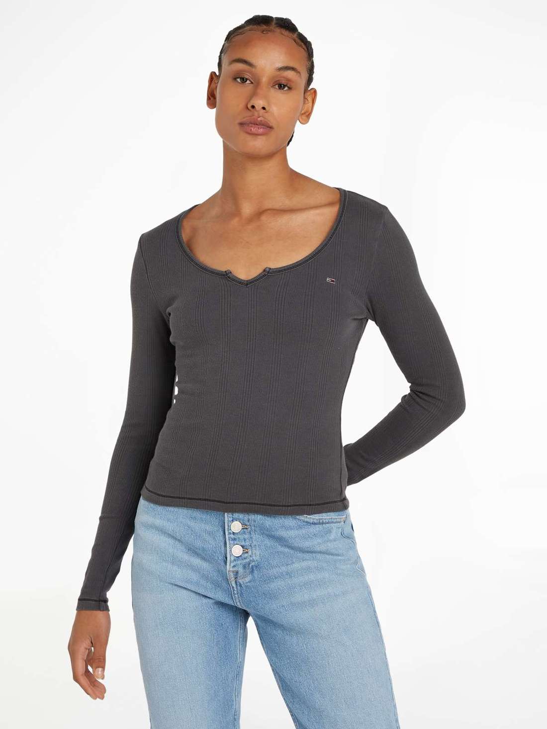 Рубашка с длинными рукавами и деталью на вырезе TJW SLIM NECKLINE DETAIL GMD LS