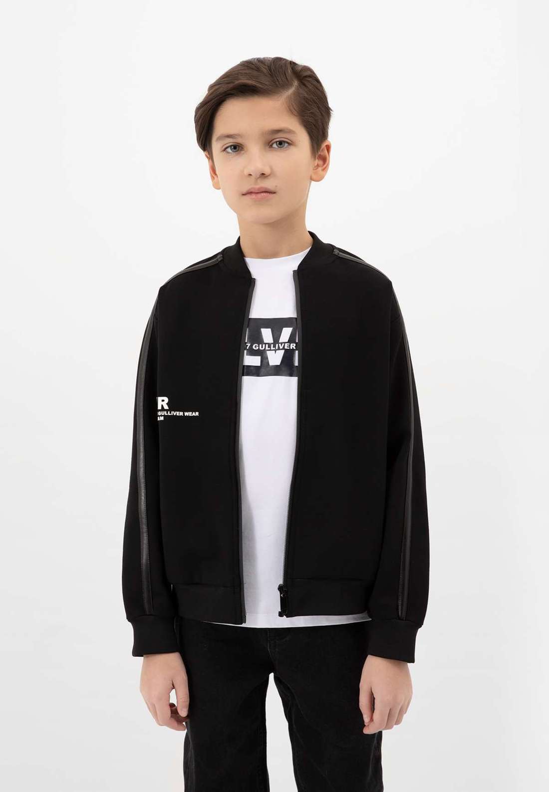 Толстовка со стильным воротником-бомбером