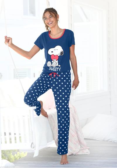 Пижамы (2 шт.) с принтом Снупи и брюками в горошек