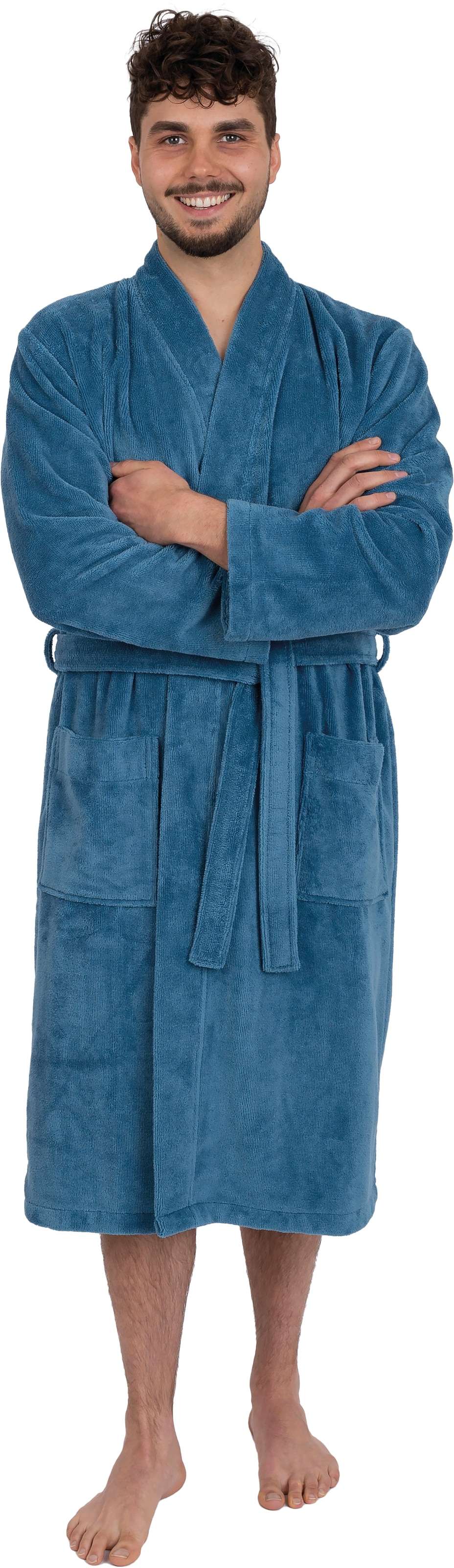 Халат мужской, (1 шт.), soft touch, с воротником-кимоно, длинный