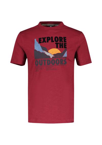 футболка LERROS T-Shirt, unifarben mit Brustprint