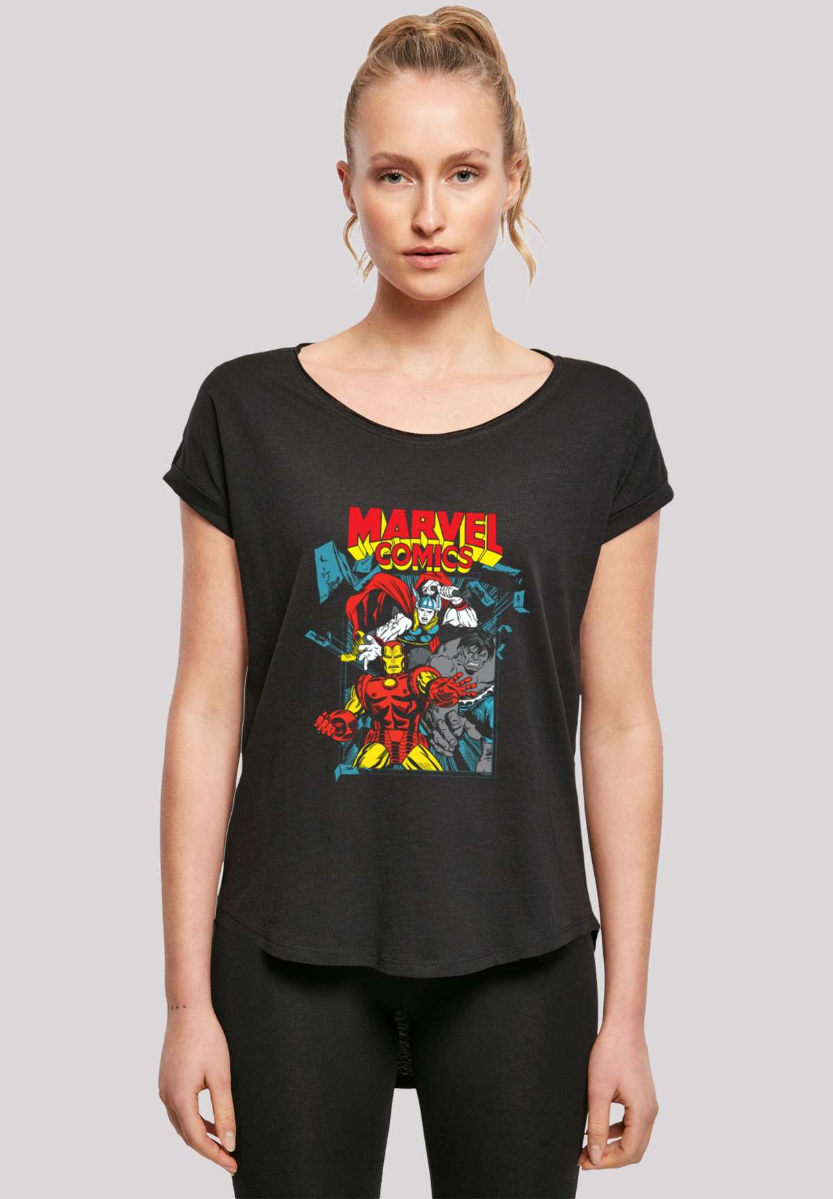 футболка Long Cut T-Shirt `Marvel Comics Trio Pose`