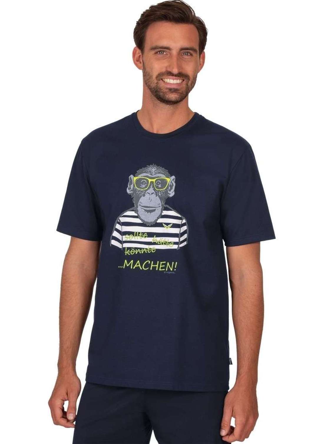 футболка TRIGEMA T-Shirt mit großem Affen-Aufdruck