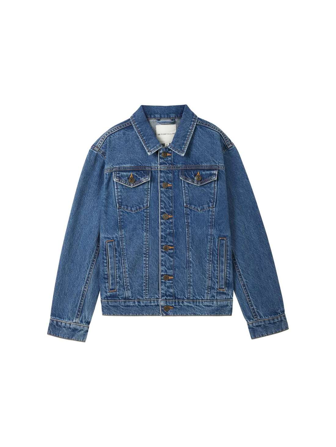 Джинсовая куртка, без капюшона, с планкой на пуговицах и боковыми карманами