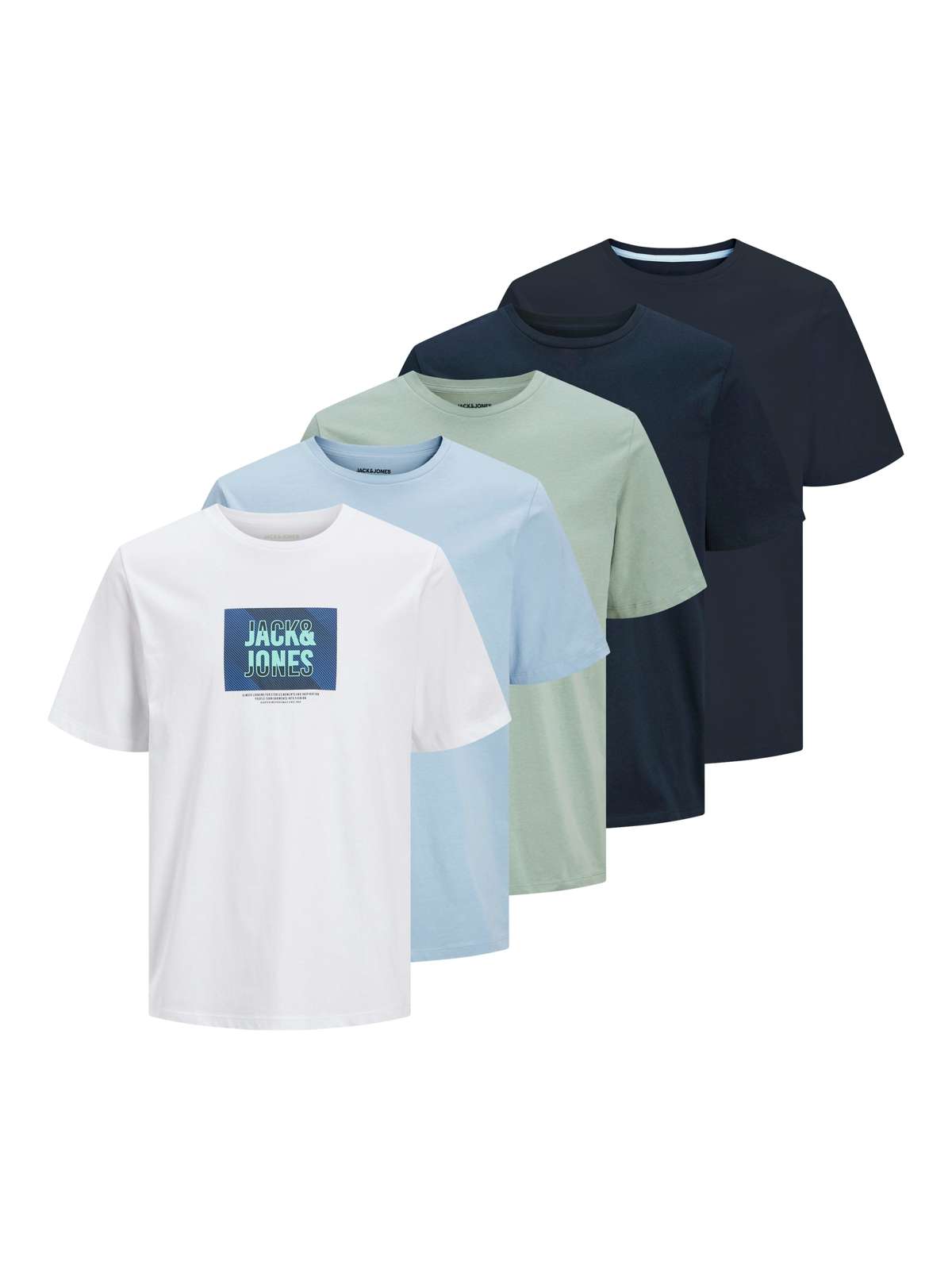 футболка JJHUDSON TEE SS CREW NECK 5PK MP PLS