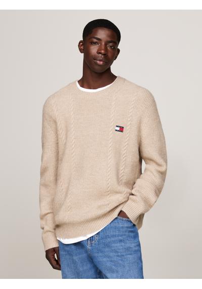 Толстовка с вышитым логотипом бренда TJM SLIM CABLE KNIT CNECK