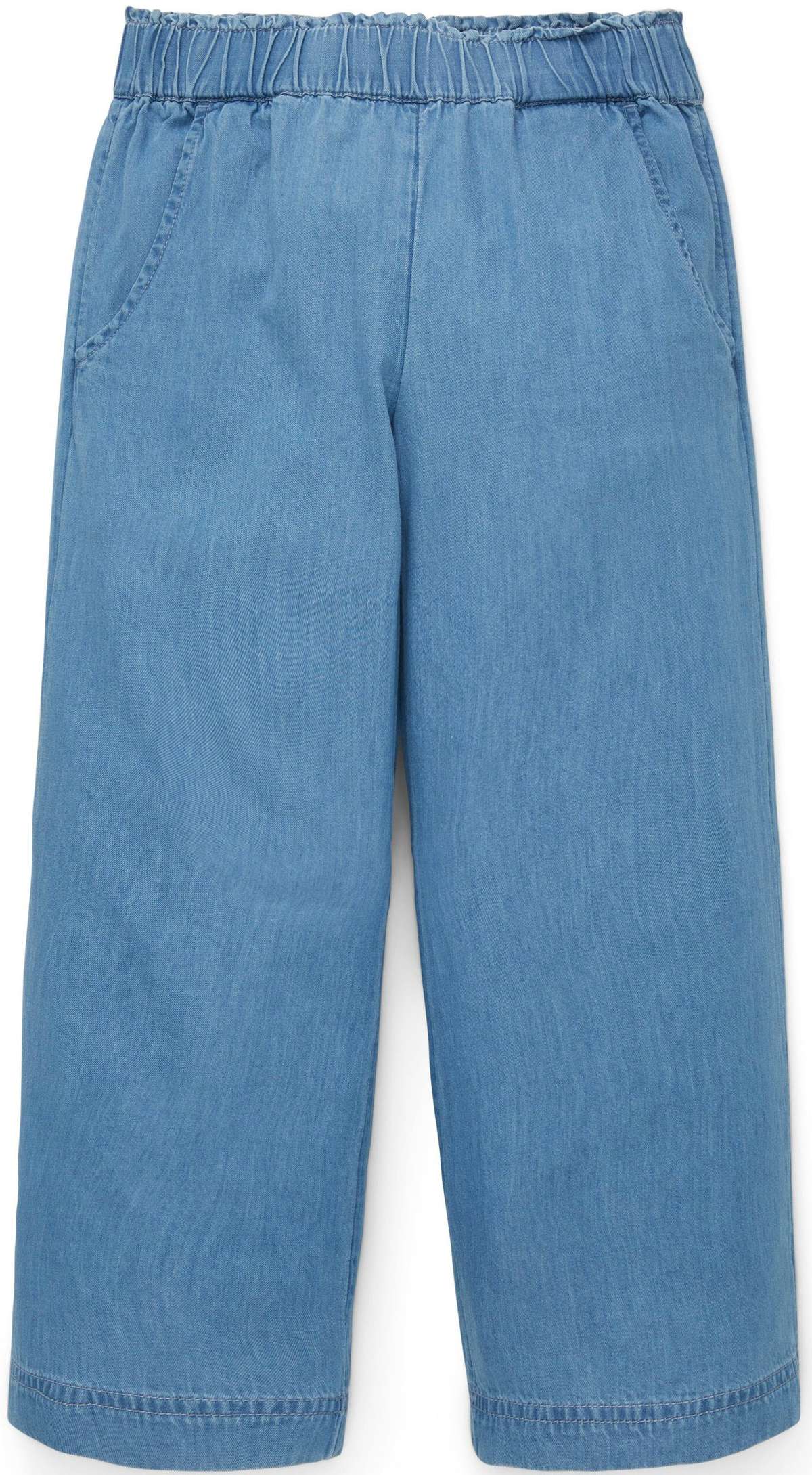Широкие джинсы с широким эластичным поясом.