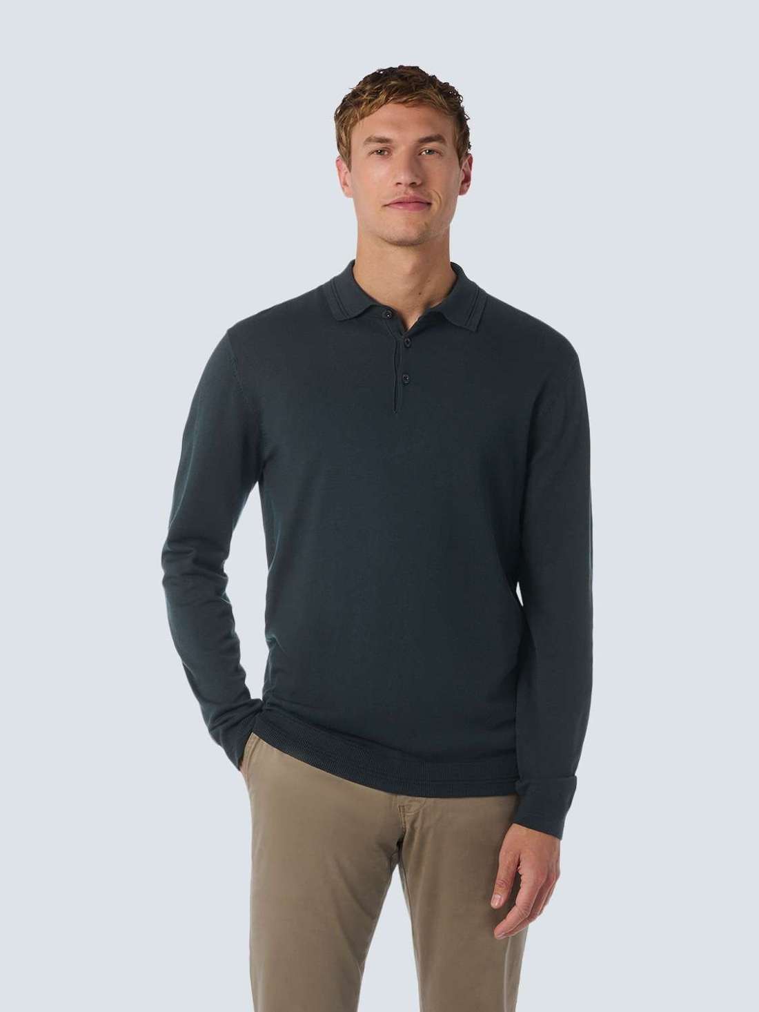 Свитер с круглым вырезом No Excess Langärmeliger Polo-Pullover