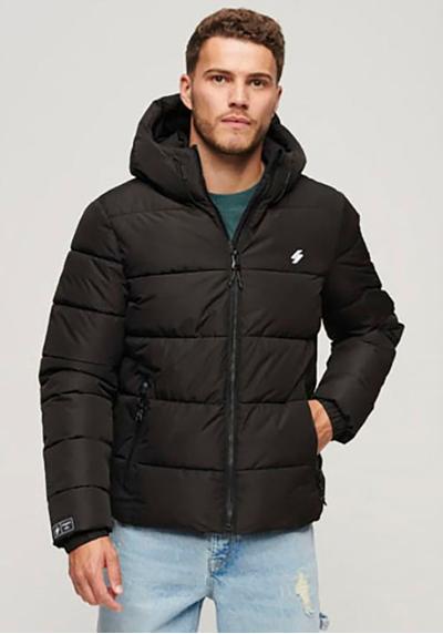 Стеганая куртка с капюшоном с контрастной вышивкой HOODED SPORTS PUFFR JACKET