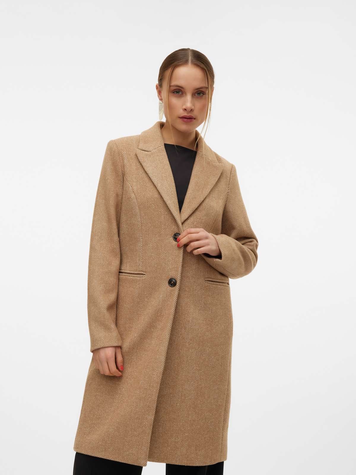 Длинное пальто »VMBLAZA HERINGBONE LONG WOOL COAT GA BOO«