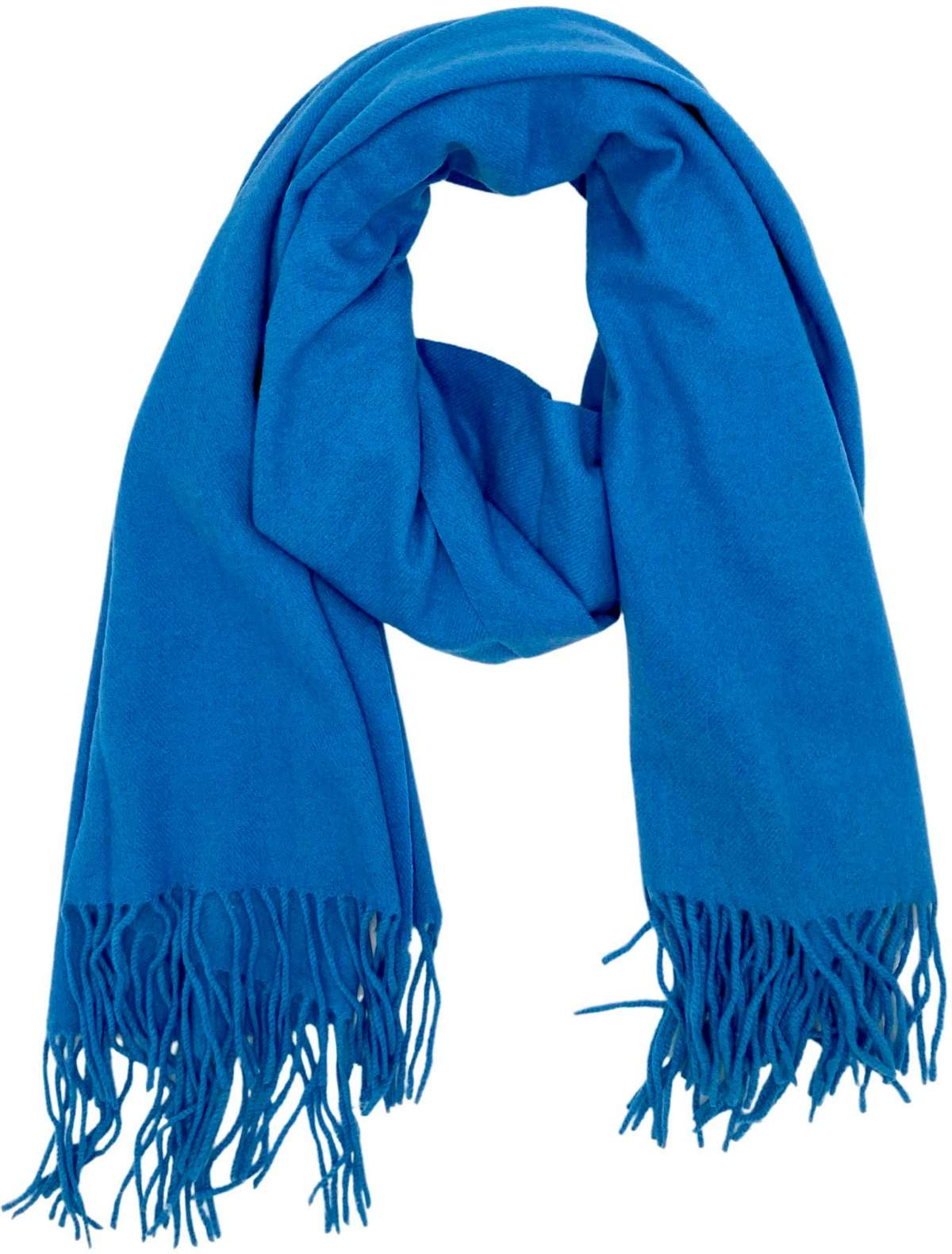 Модный шарф, Мягкий однотонный шарф с витой бахромой.