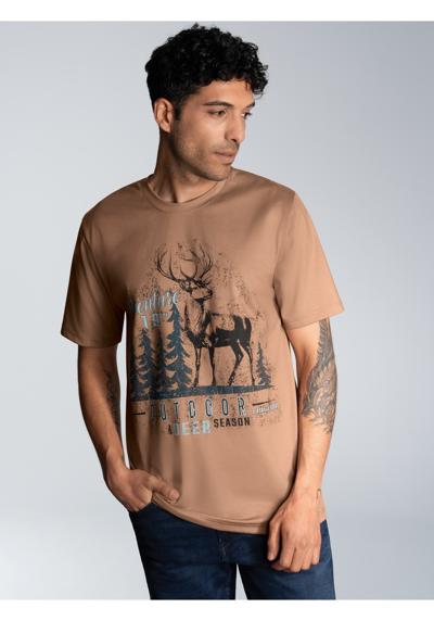 футболка TRIGEMA T-Shirt mit großem Hirsch-Printmotiv