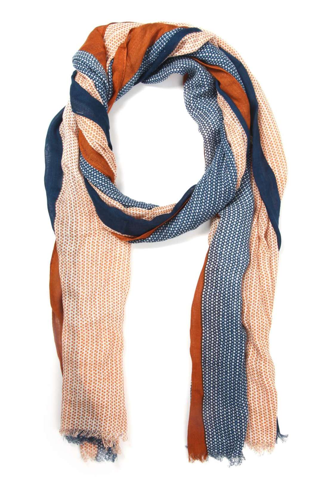 Модный шарф в полоску с мелкими точками. Fenja
