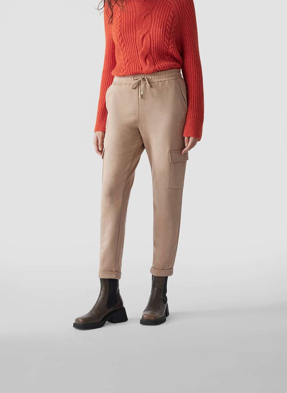 Брюки из джерси Cargo-Hose mit Kordelzug für stylische Freizeit-Looks