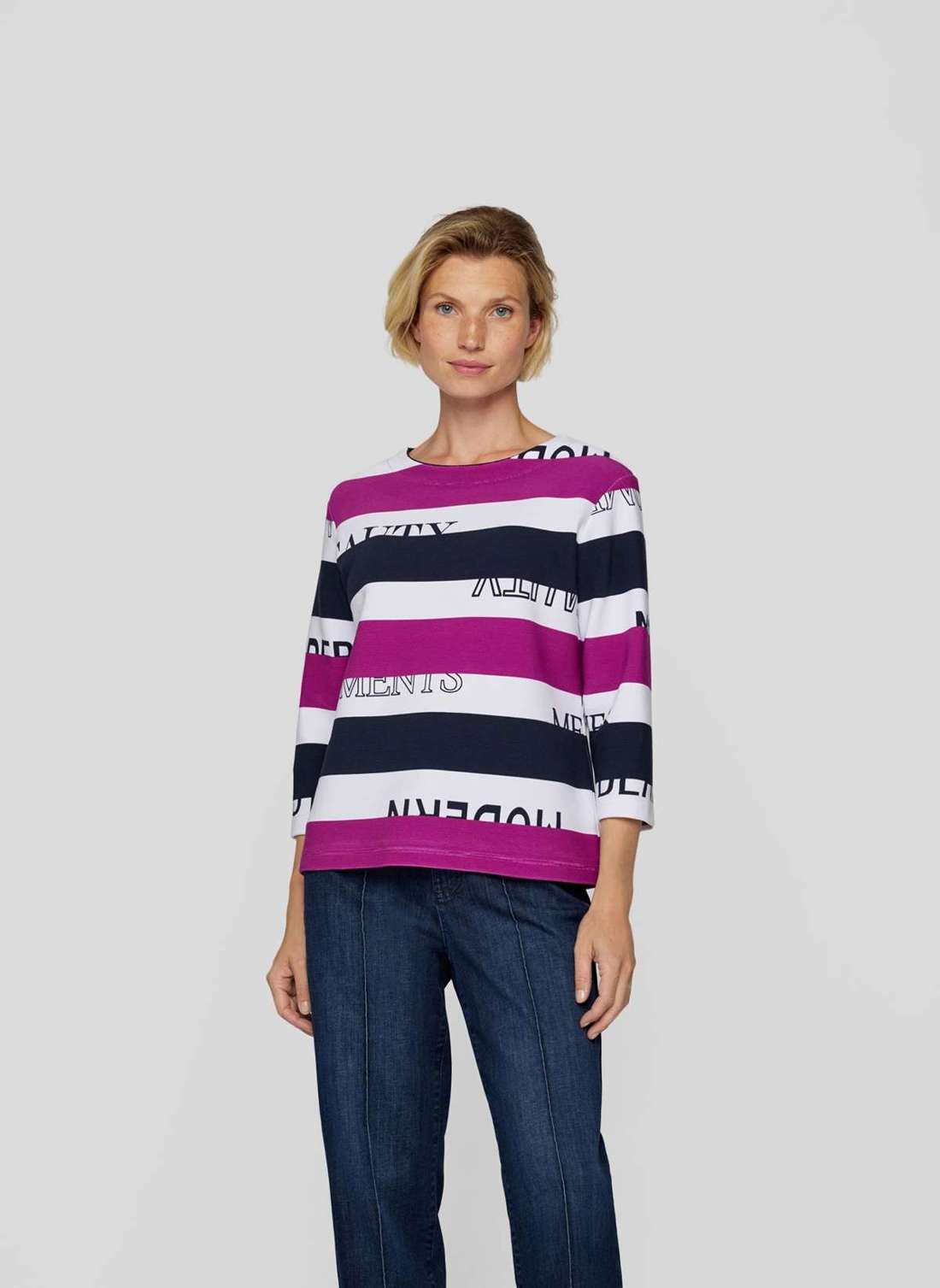 Толстовка Stylisches 3/4-Arm-Shirt mit Streifenmuster